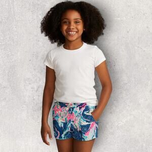 Lilly Pulitzer Girls Mini Callahan Shorts Sz 12 Indigo Starfish Glow Print